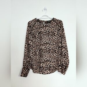 LEOPARD Print with Leather touches Blouse